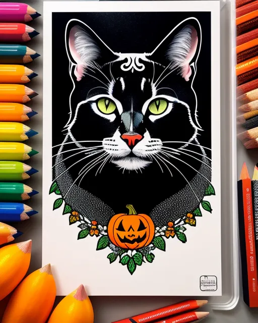 Tarrot card halloween black cat van