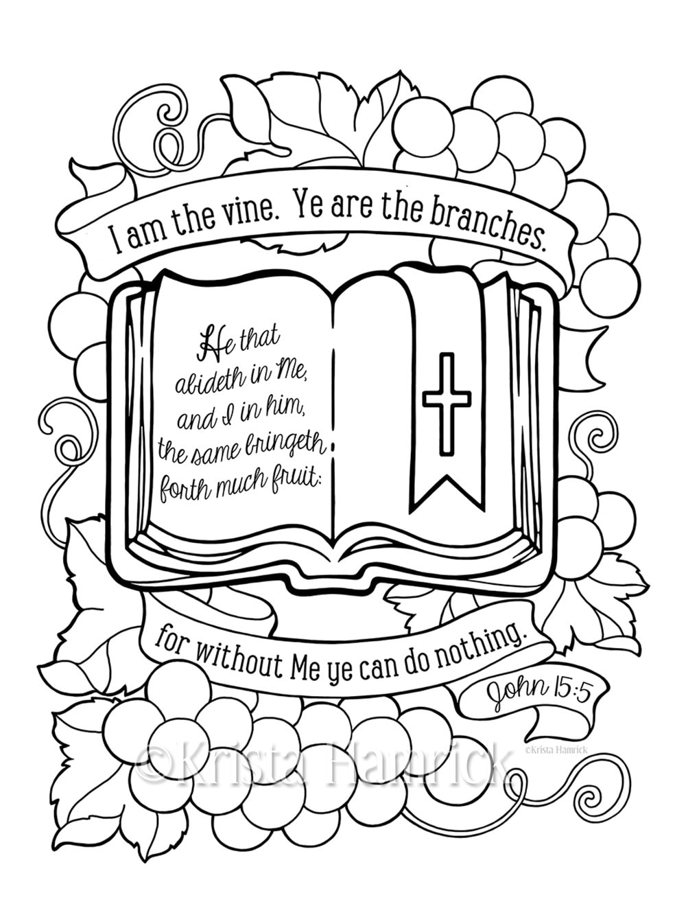 I am the vine coloring page x bible journaling tip