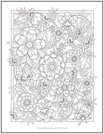 Flower vines coloring page print it free