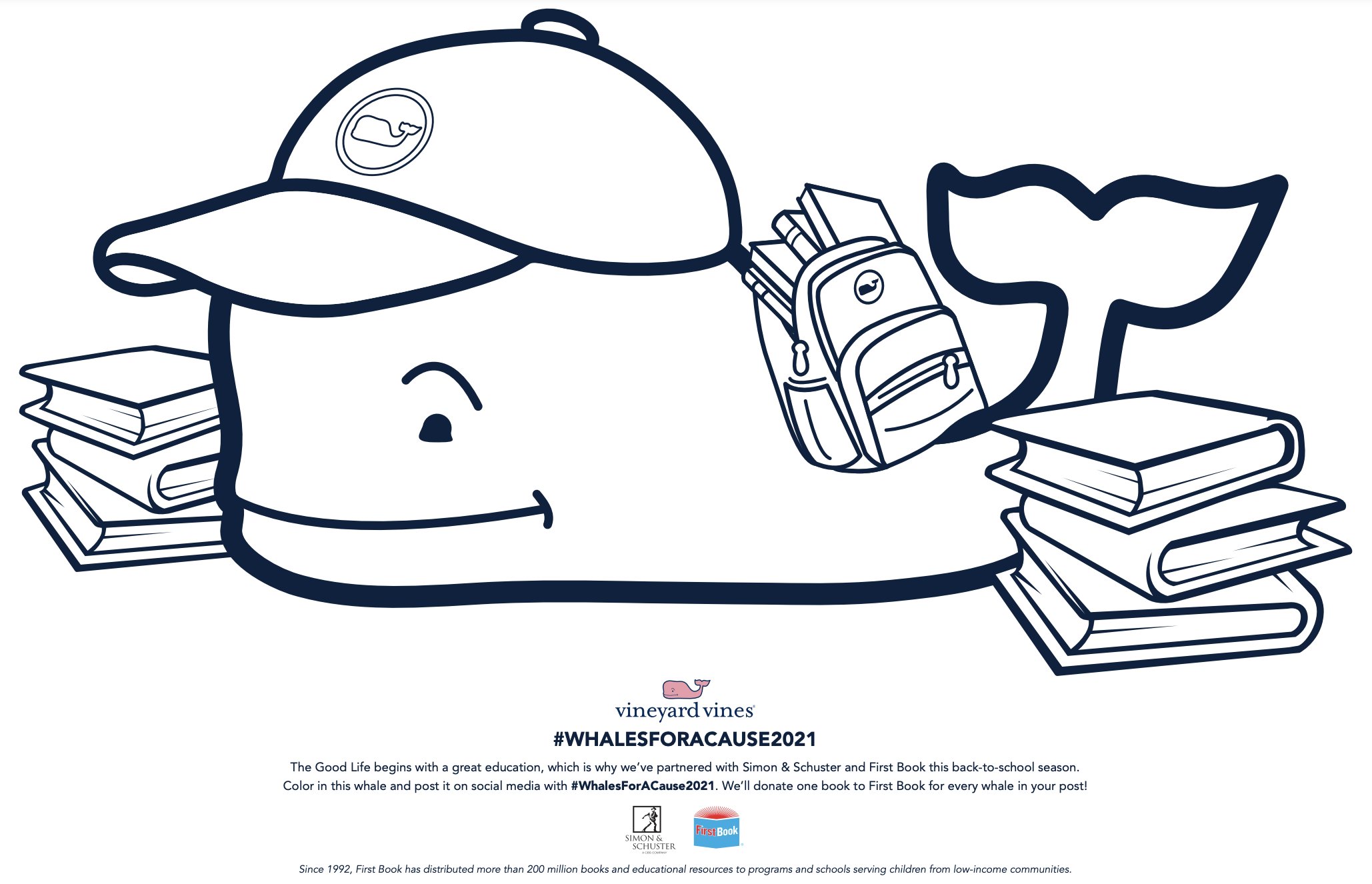 First book on x heres a whaley fun activity that you can do to help us get bookstokids ð download this whale color it and post with whalesforacause vineyardvines will donate one