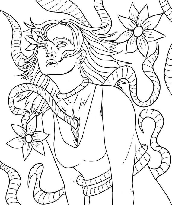 Cursed with vines downloadable coloring page