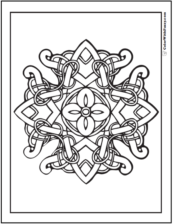 Celtic coloring pages vines circles cross shape