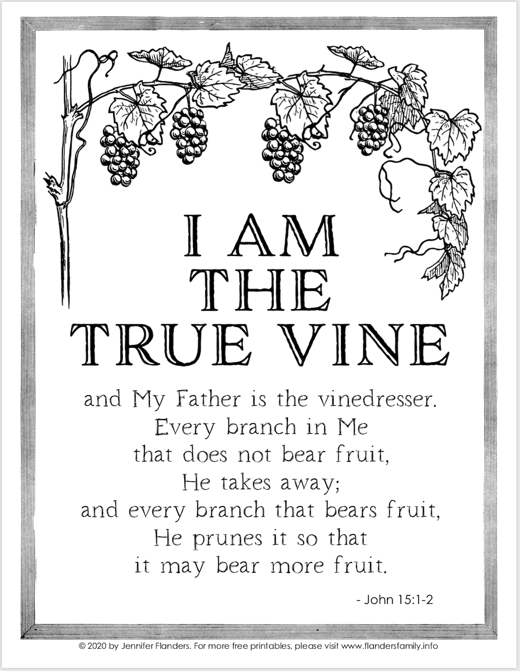 I am the vine coloring page