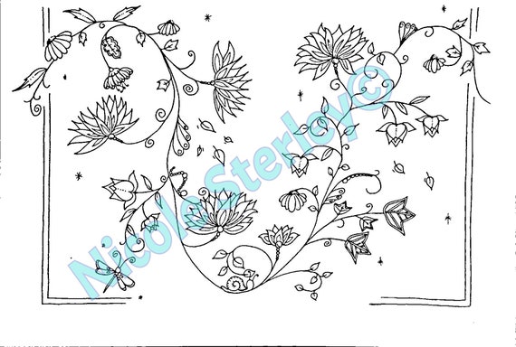 Flower vines printable adult colouring page instant download adult coloring page instant print kids colouring page