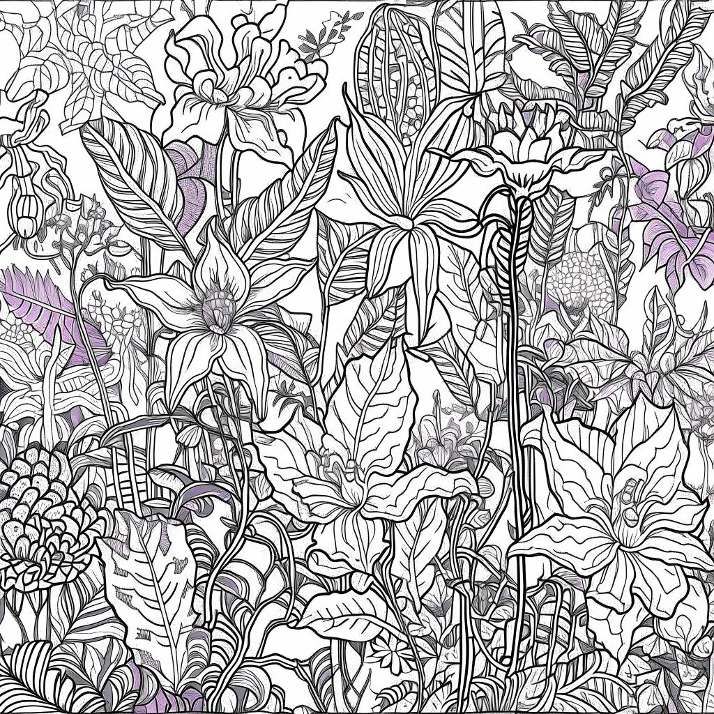 Coloring pages botanical patterns highly detailed kazamwjo