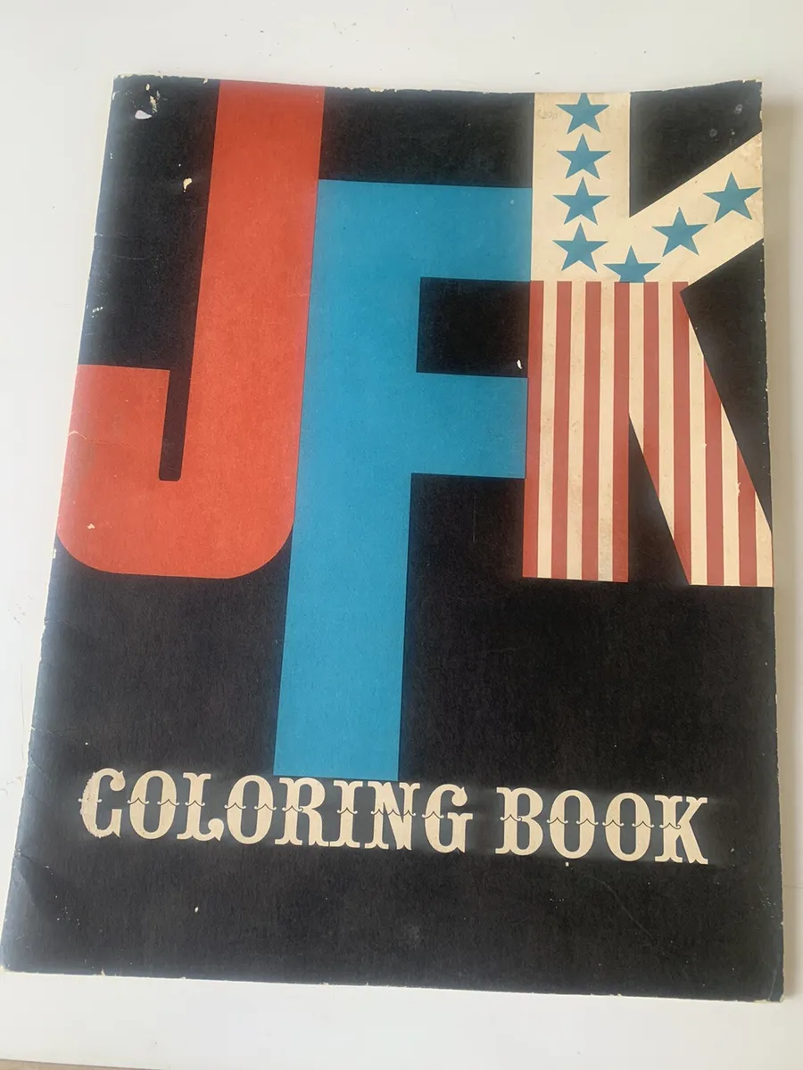 Vintage jfk john jackie kennedy coloring book uncolored by drucker