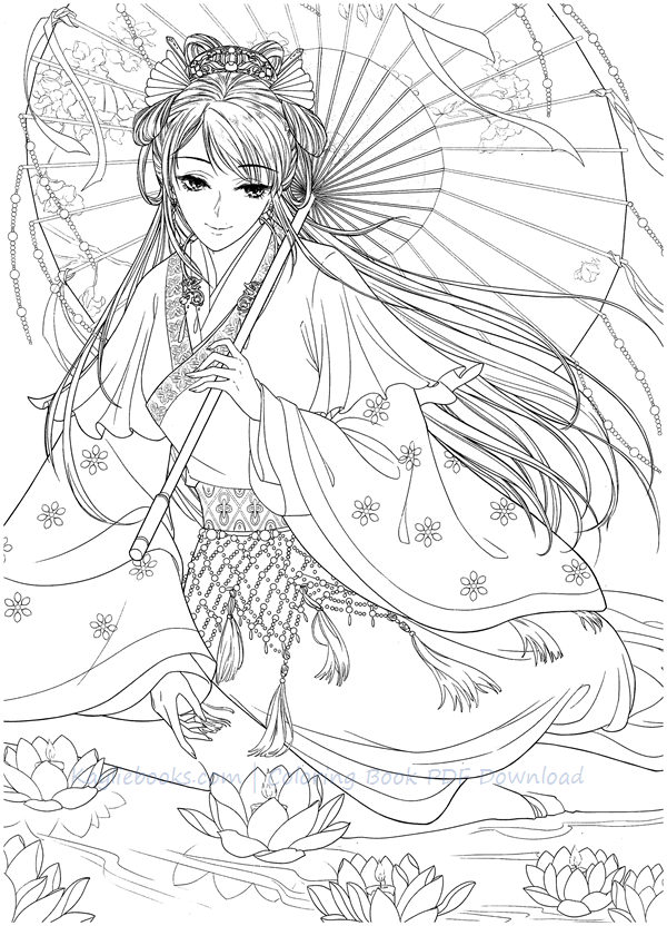 Classic chinese portrait coloring book vol â traditional chinese costume by dadacat â