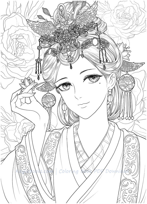 Classic chinese portrait coloring book vol â traditional chinese costume by dadacat â