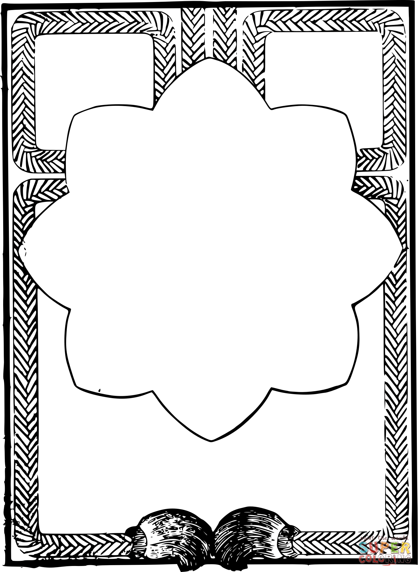 Vintage old asian frame coloring page free printable coloring pages
