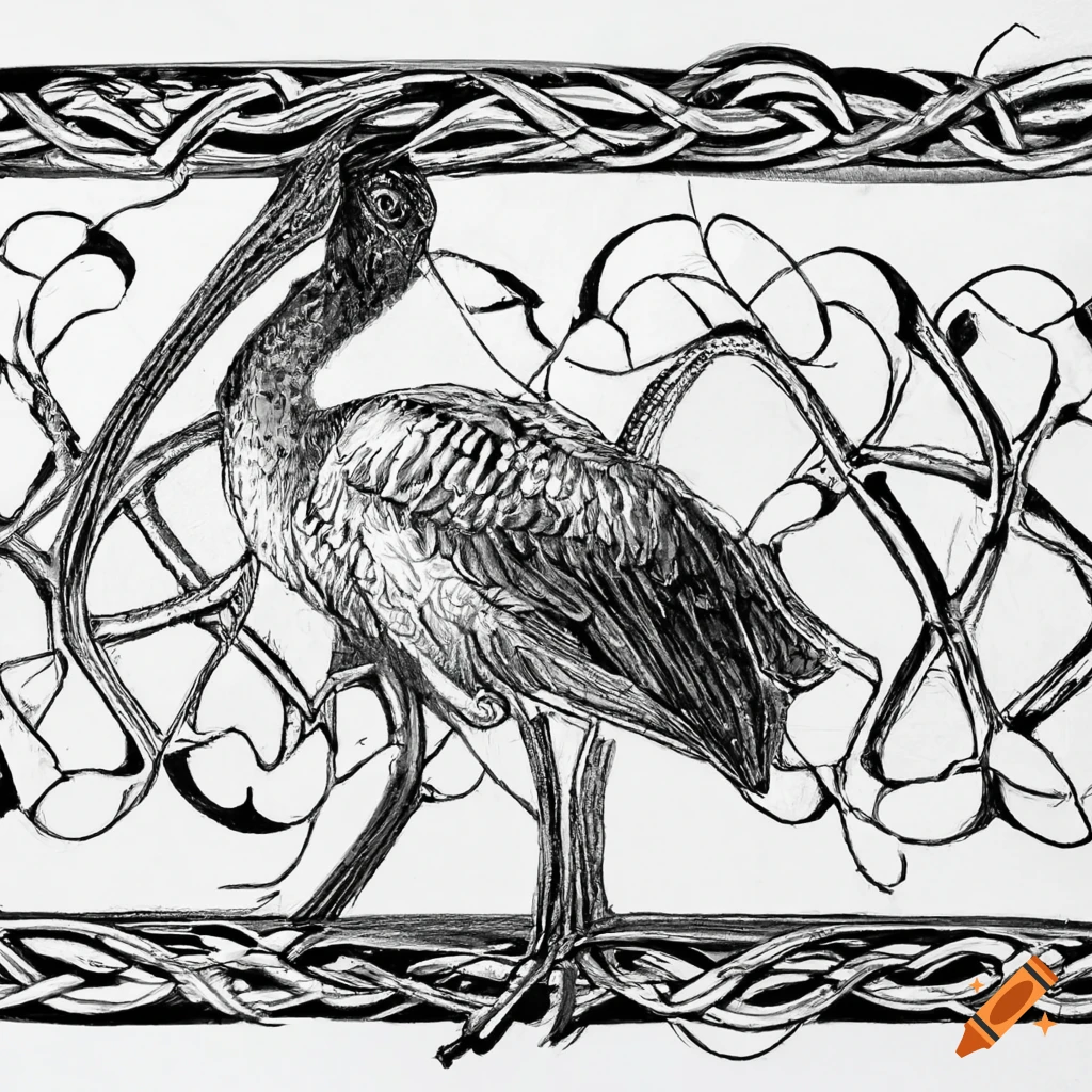 Coloring pages mandala bird image asian openbill white background on