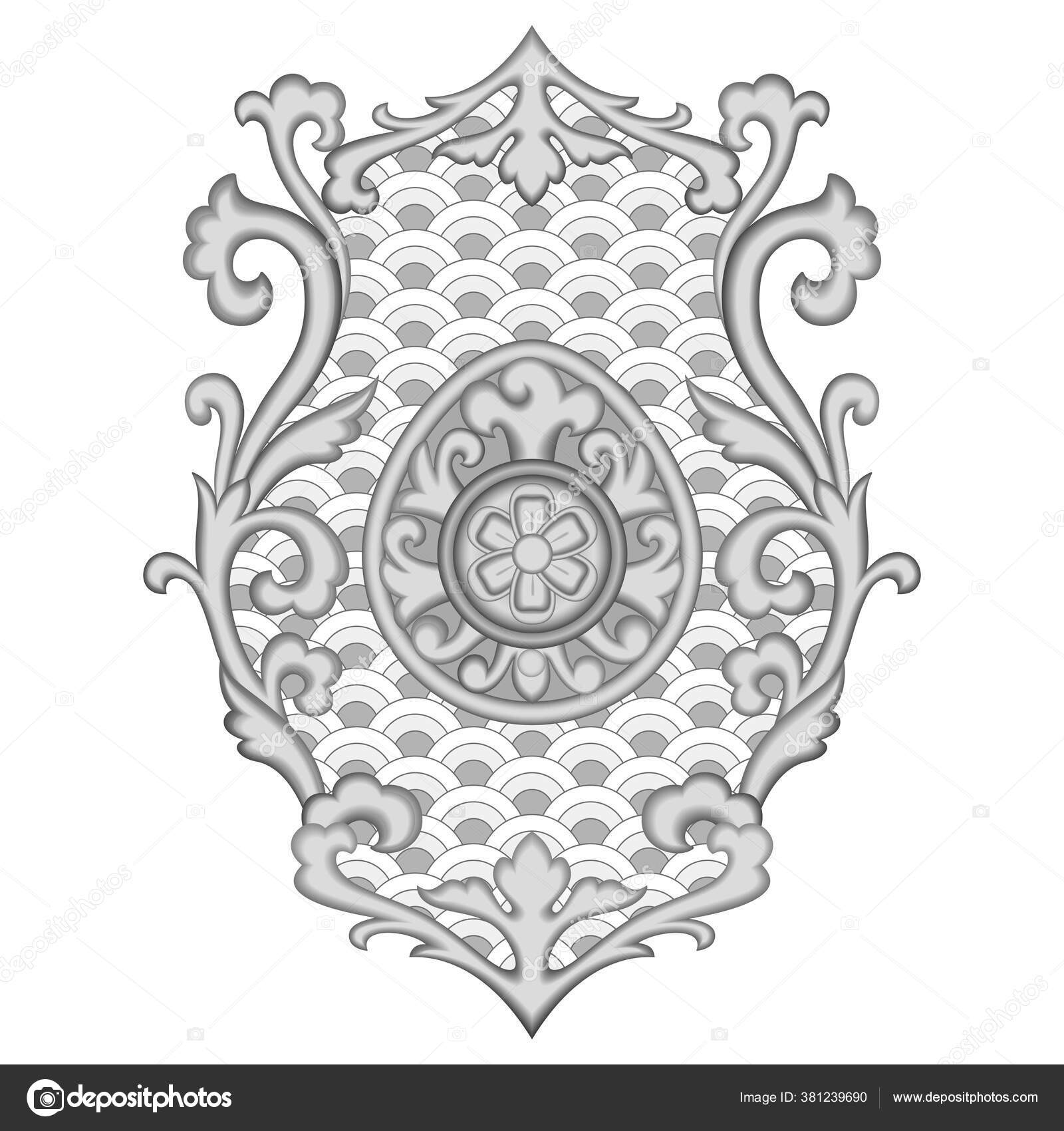 Abstract floral asian black and white pattern stock vector by kronalux