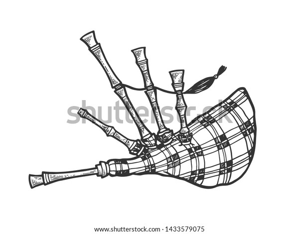 Bagpipes instrument sketch engraving vector illustration stock vector royalty free