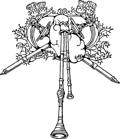 Vintage bagpipes coloring page free printable coloring pages