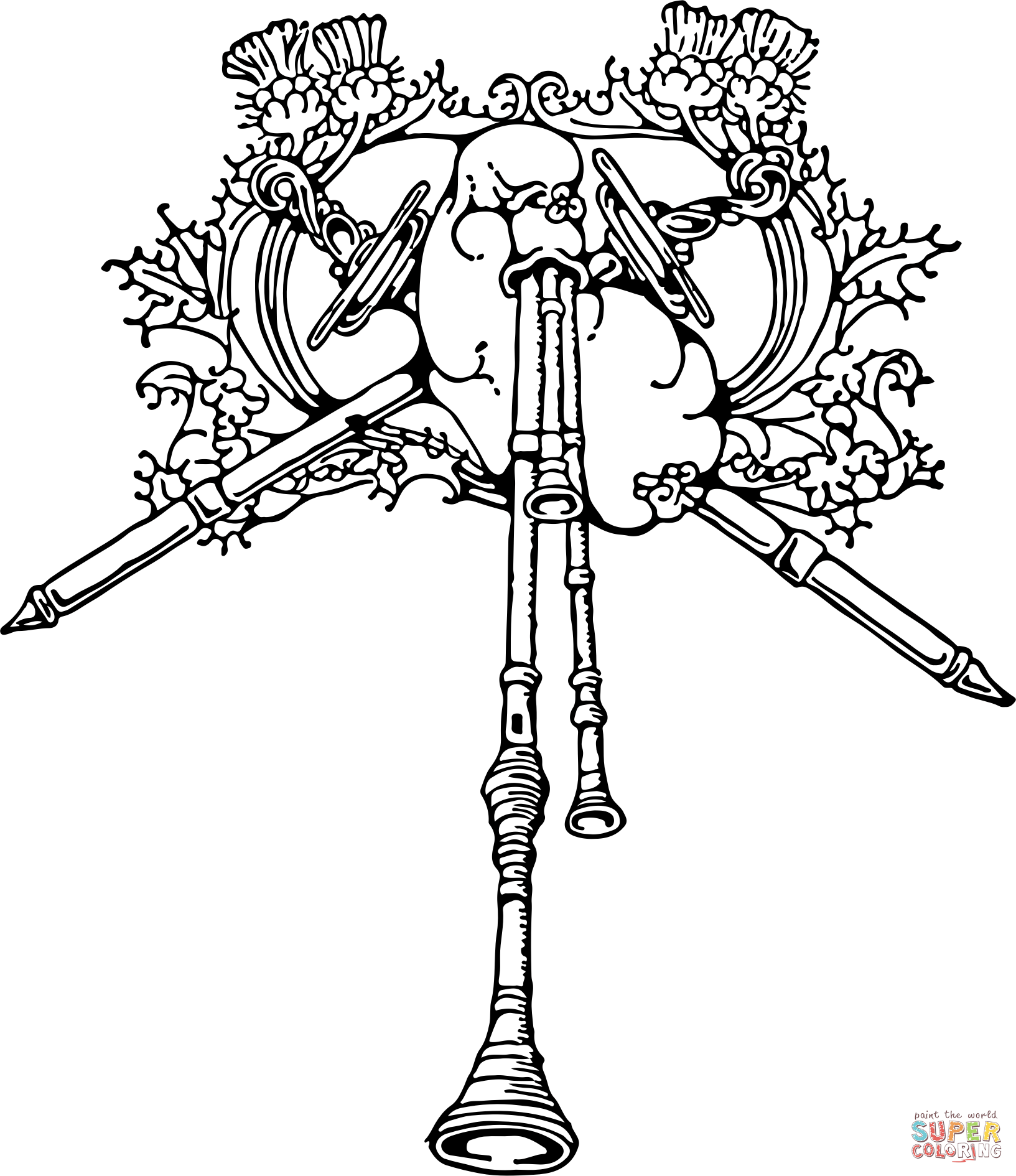 Vintage bagpipes coloring page free printable coloring pages