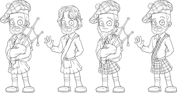 Man playing bagpipes stock illustrations royalty