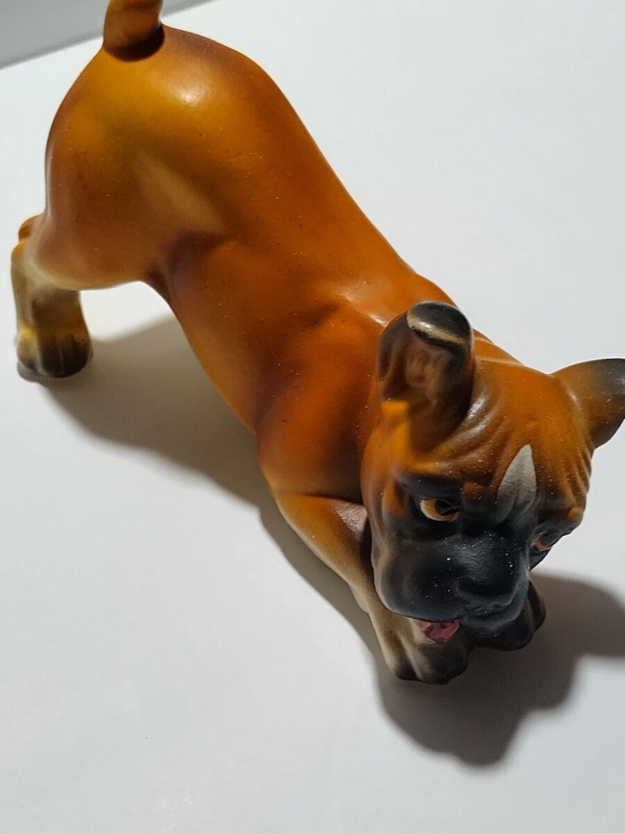 Vintage porcelain boxer dog figurine playful great coloring