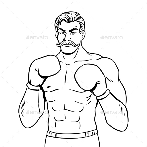 Vintage boxer fighter coloring book vector vectors