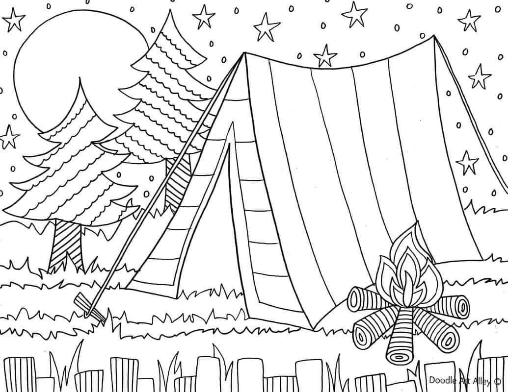 Cool camping coloring page rcoolcoloringpages