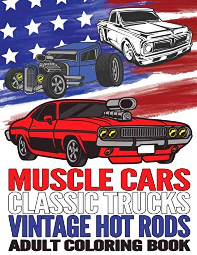 Muscle cars classic trucks vintage hot rods adult coloring book vintage car lov