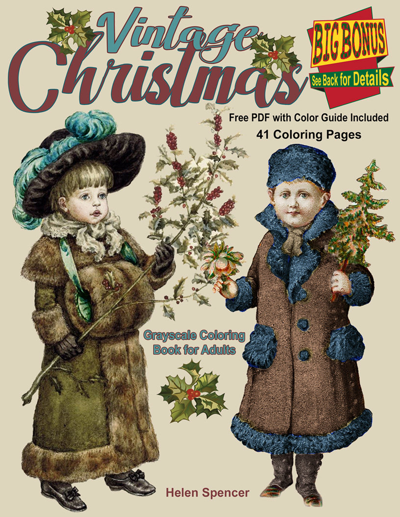 Vintage christmas coloring book for adults digital download