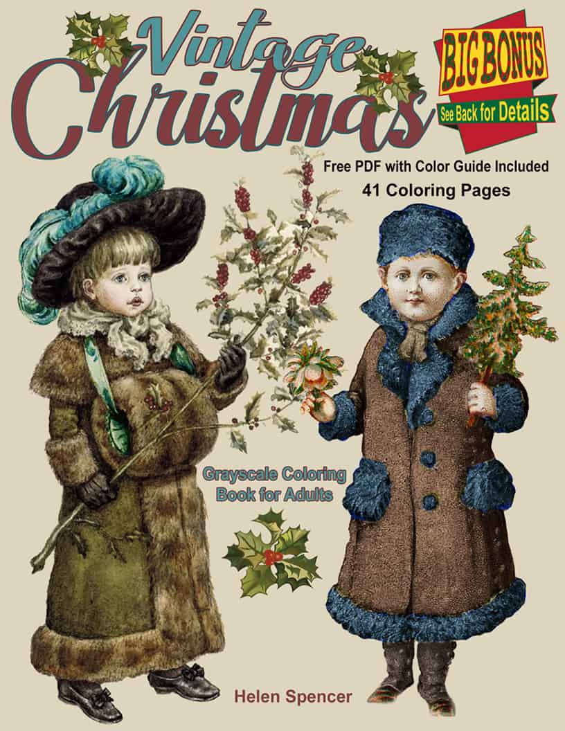 Vintage christmas coloring book for adults life escapes grayscale adult coloring books