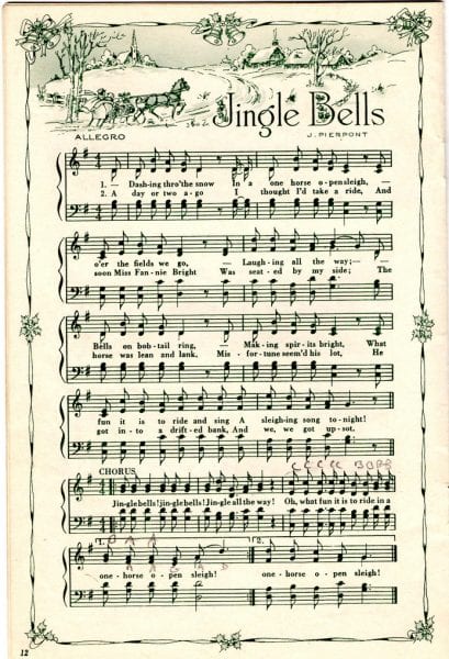 Vintage christmas sheet music to print