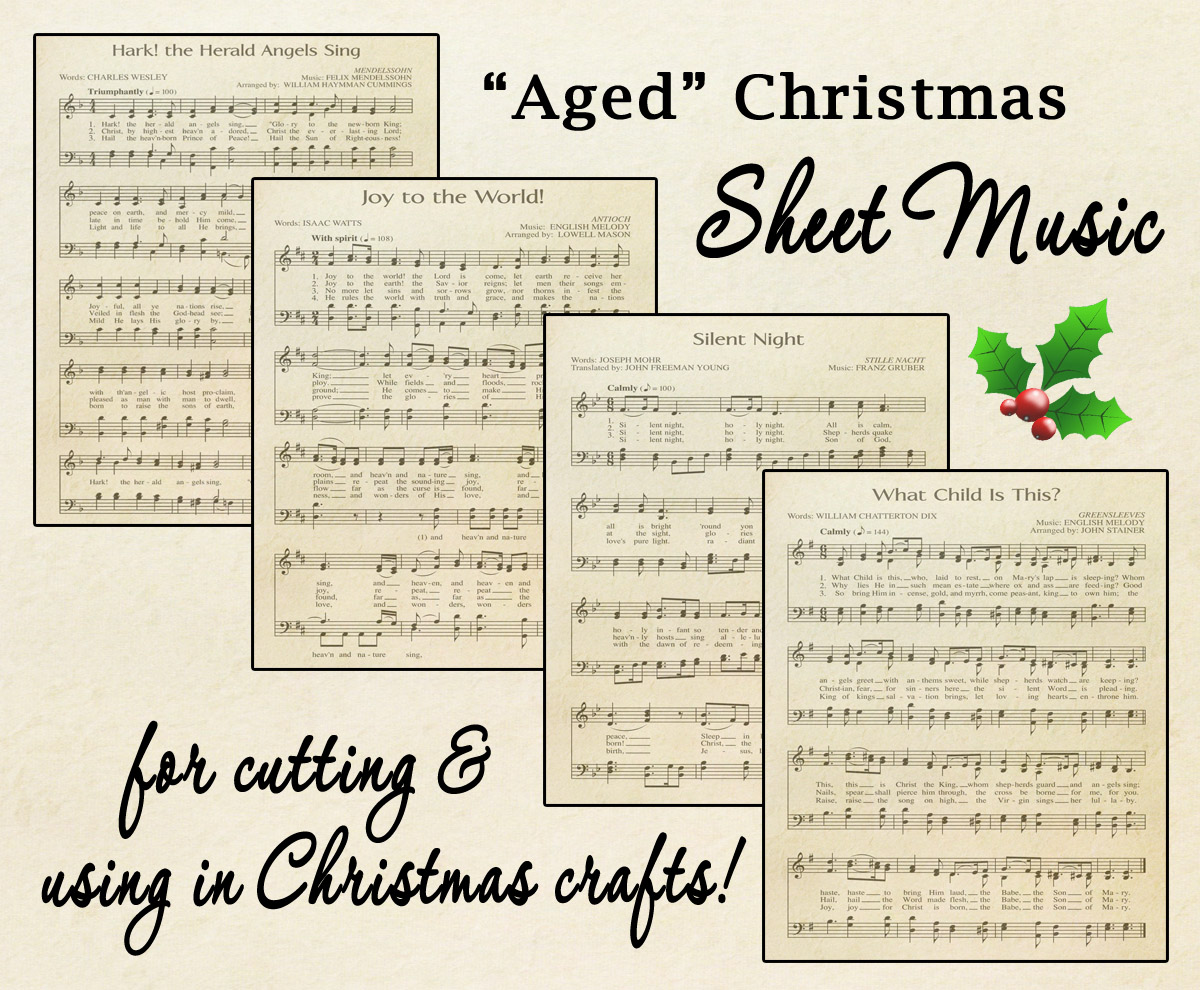 Free printable âagedâ music sheets celebrating holidays