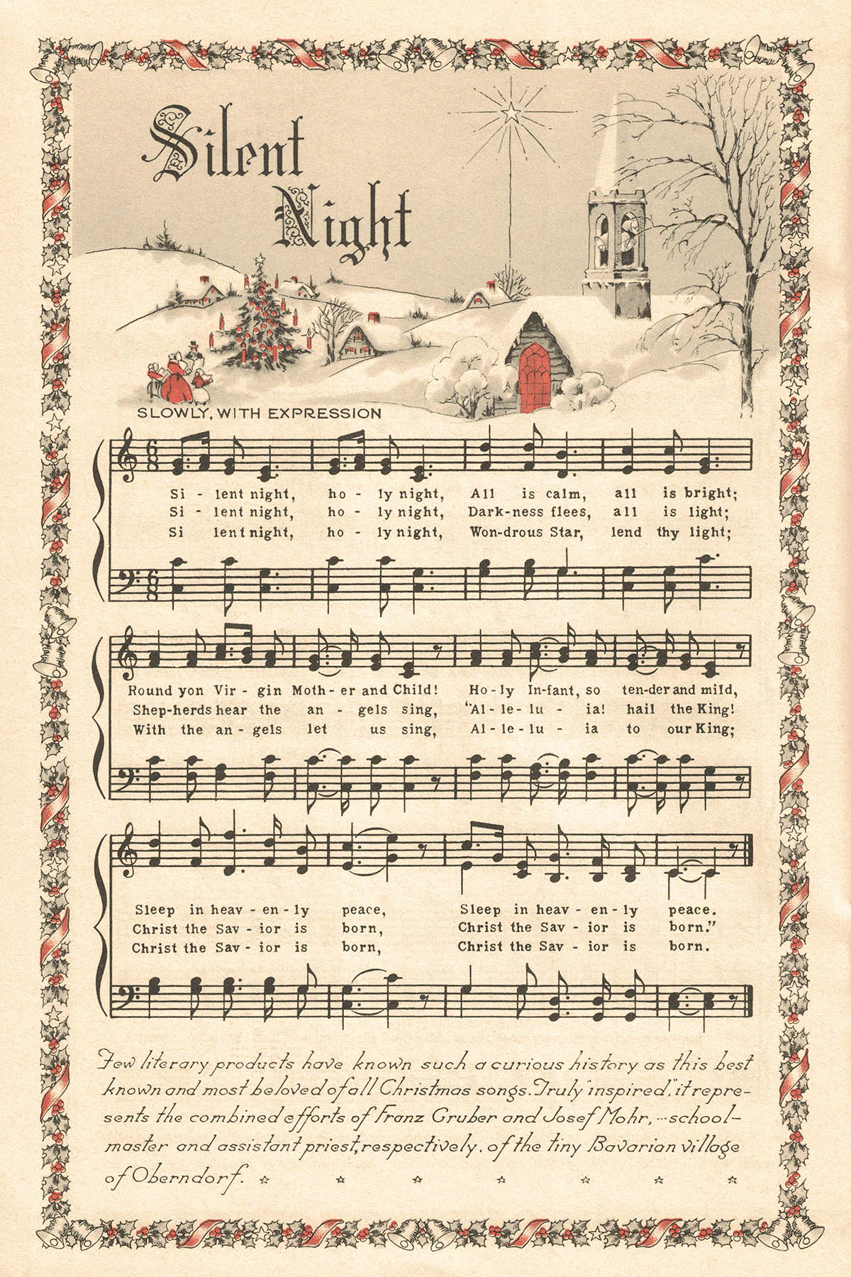 Free printable vintage color illustration christmas carols