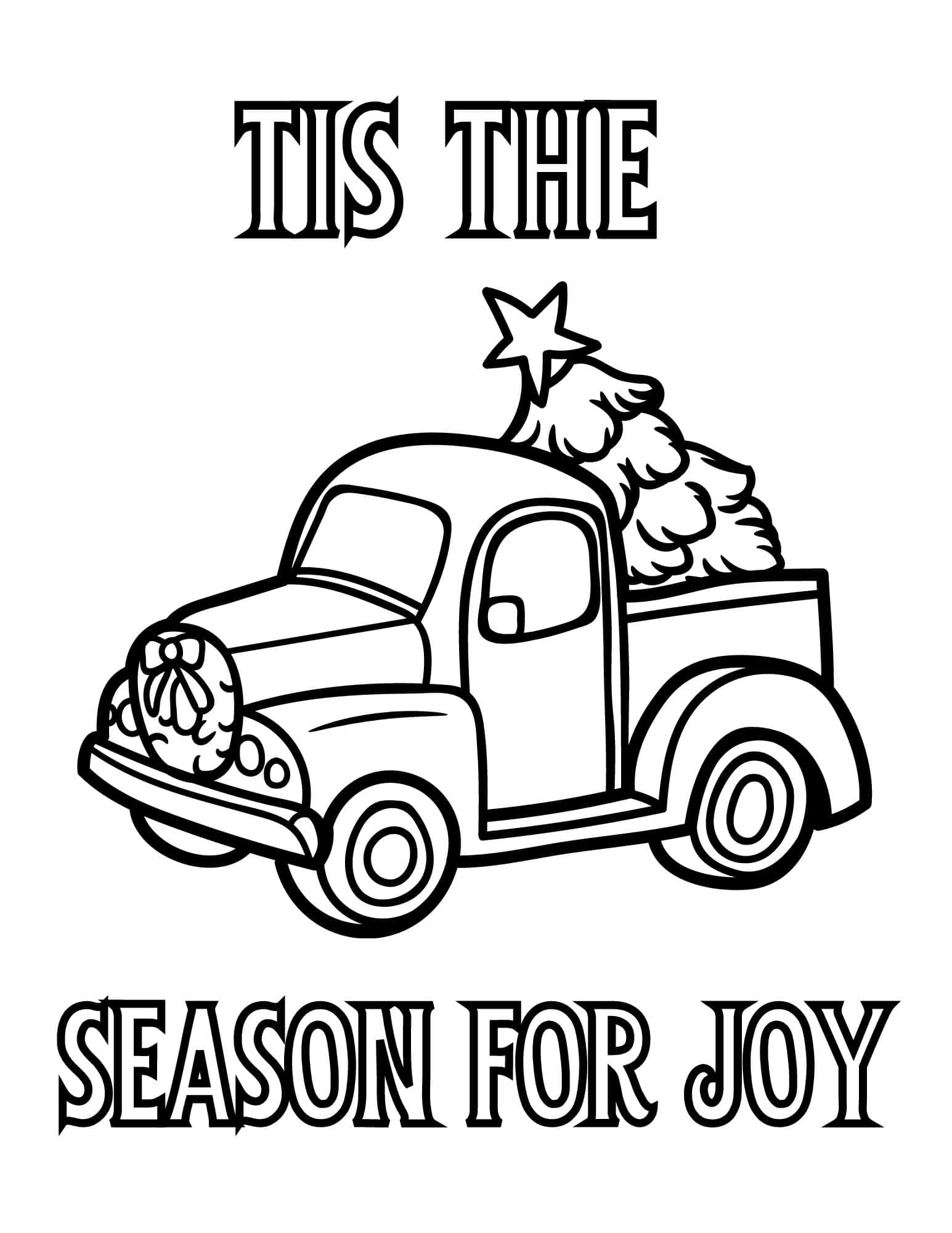 Joyful christmas tree coloring pages