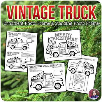 Christmas vintage truck ornament photo frame christmas truck standing frame