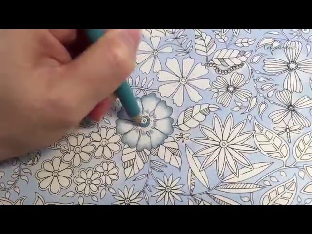 Secret garden blue vintage flowers coloring part