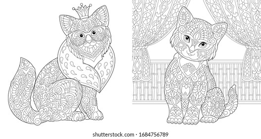 Hakuun animals coloring pages cute cats on liittyvã vektorikuva rojaltivapaa