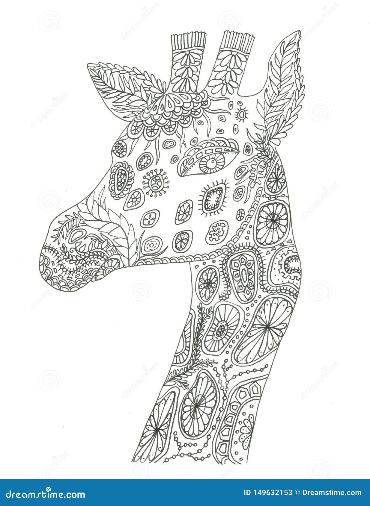 Giraffe coloring page editorial stock photo illustration of painting