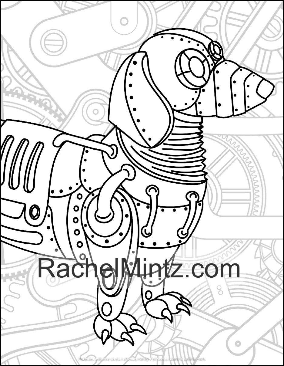 Steampunk animals coloring book