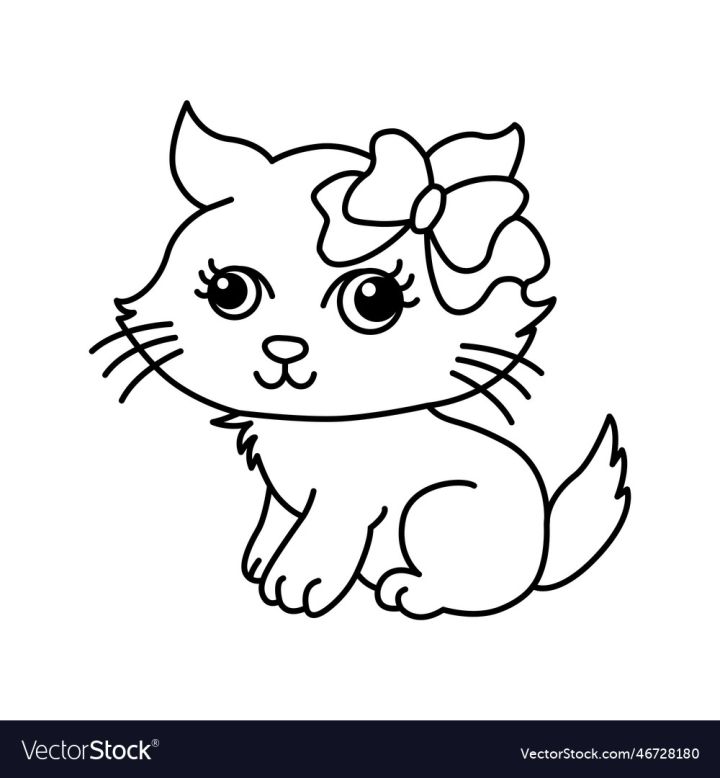 Free cat cartoon coloring page for kids