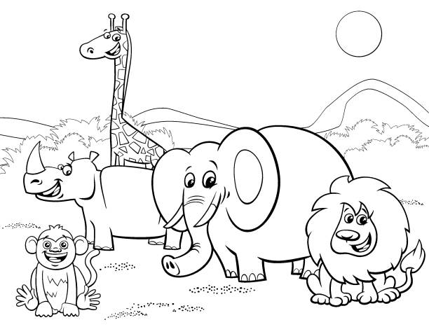 Coloring book animals stock photos pictures royalty