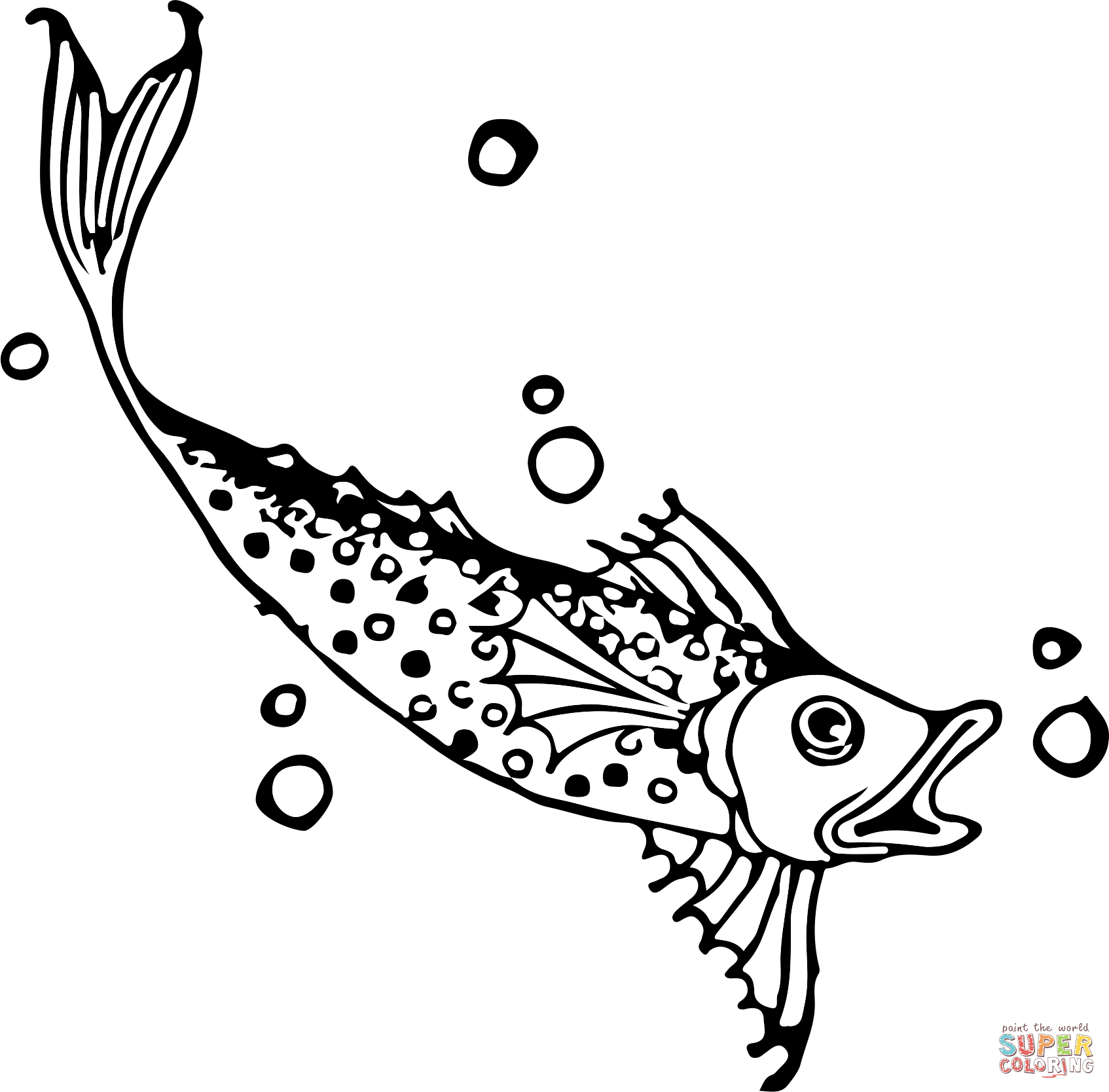 Vintage fish coloring page free printable coloring pages