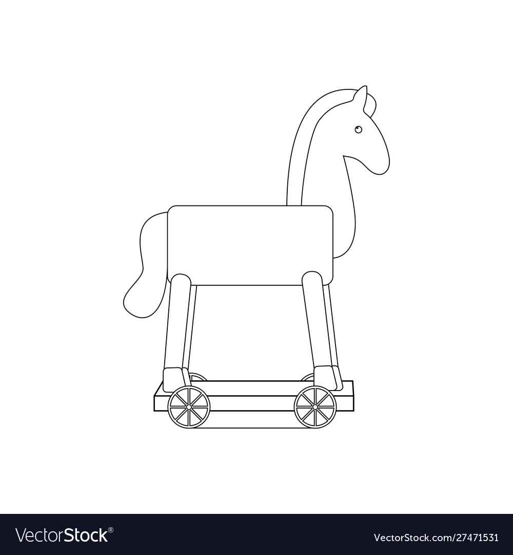 Vintage rocking horse coloring page royalty free vector
