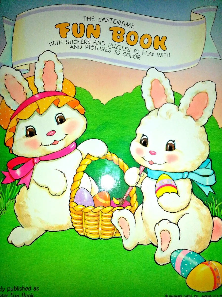 Hallmark vintage coloring book easter the eastertime fun book stickers puzzles