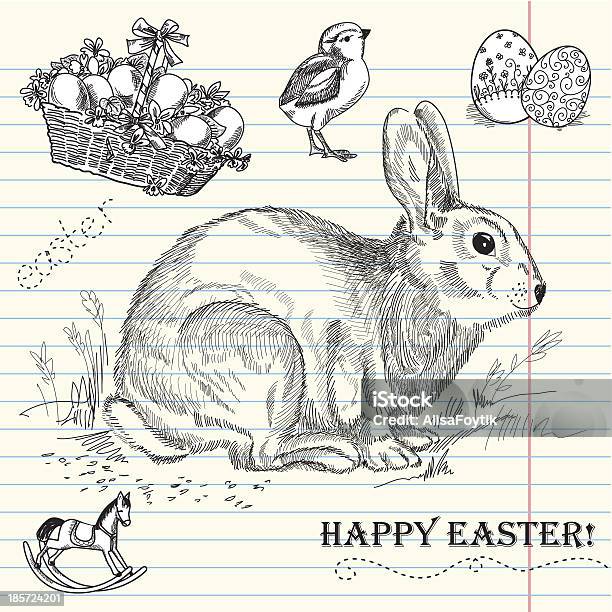 Vintage easter rabbit stock illustration