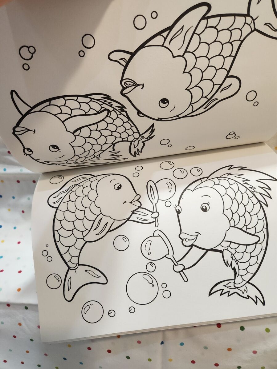 Vintage dalmatian press rainbow fish coloring books