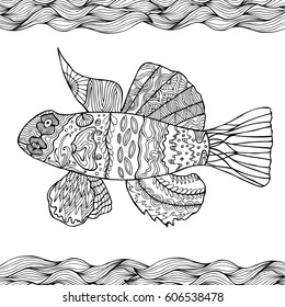 Hand drawn stylized fish doodle zentangle stock vector royalty free