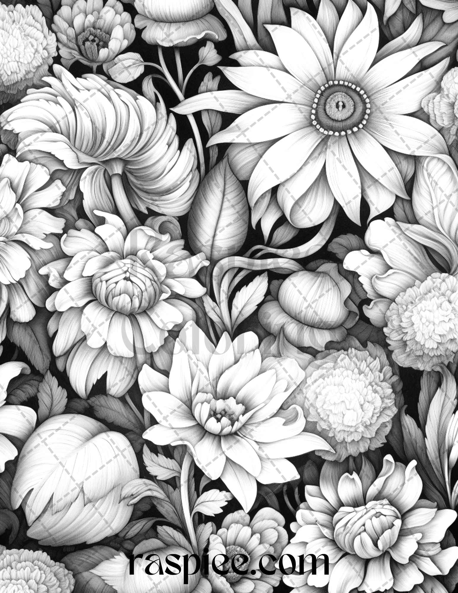 Vintage floral patterns grayscale coloring pages printable for adul â coloring