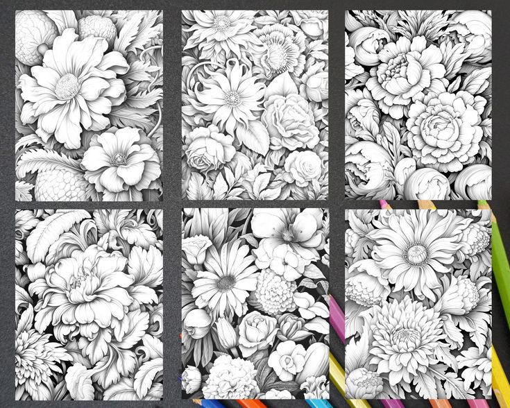 Vintage floral patterns grayscale coloring pages printable for adul vintage floral pattern vintage floral grayscale coloring