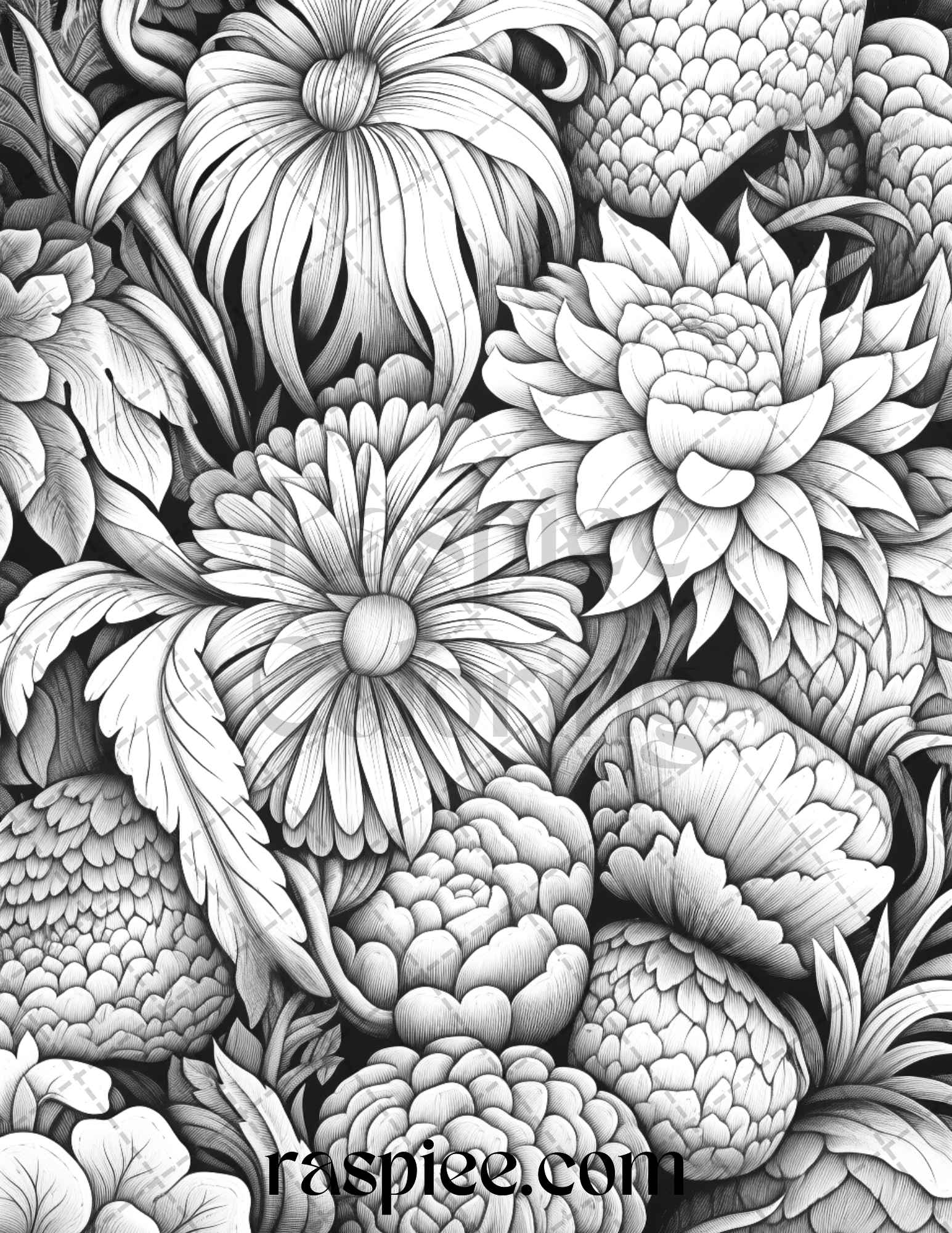 Vintage floral patterns grayscale coloring pages printable for adul â coloring