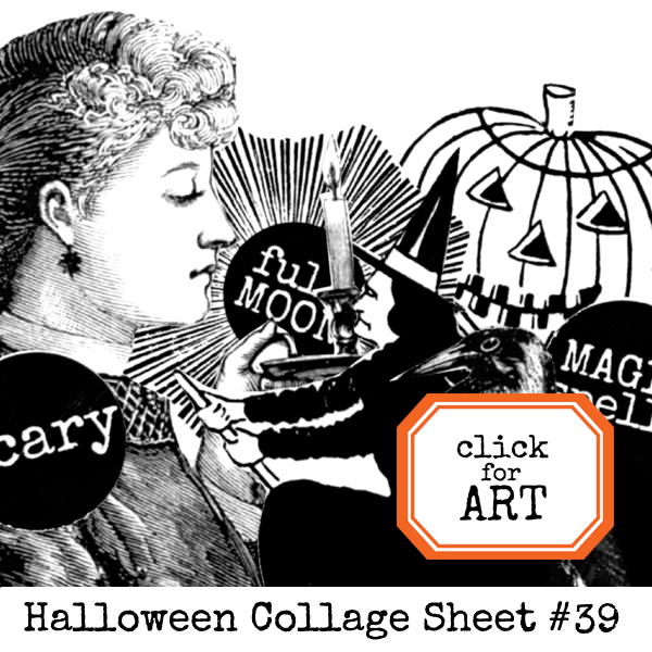 Halloween collage sheet coloring page