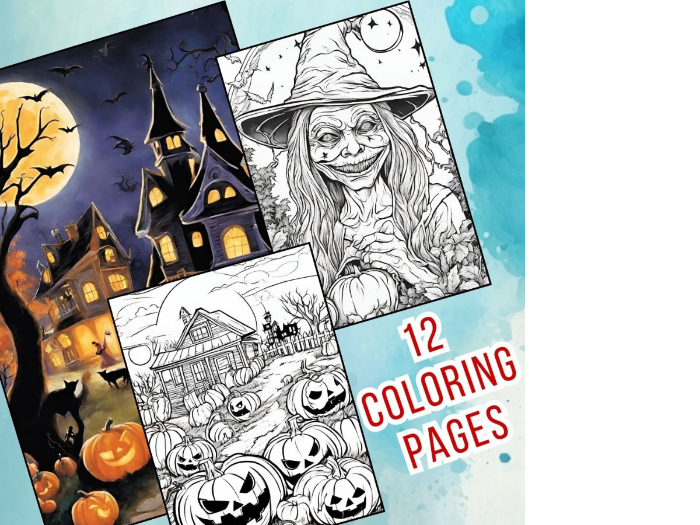 Vintage halloween coloring pages teaching resources