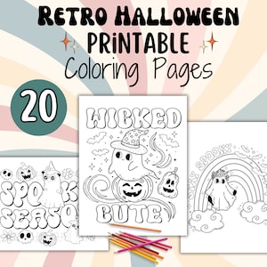 Retro halloween coloring pages printable pages perfect for adults teens kids