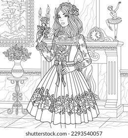 Fashion adult coloring book stock photos