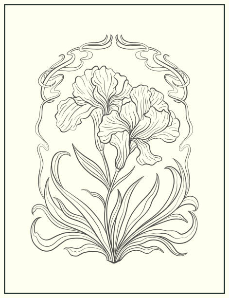 Iris flower tattoo stock illustrations royalty